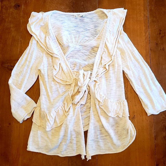 Moth Sweaters - Gorgeous MOTH ruffle tie front cardigan